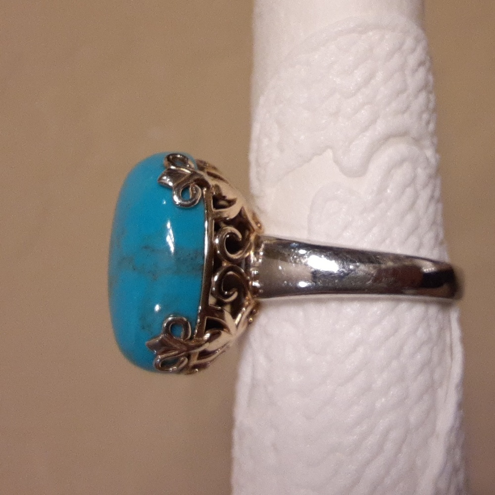 925 Genuine Turquoise, Gold over Sterling. FIRM. - Picture 5 of 16